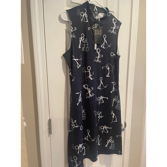 CEGolfs Patterned Golf Dress in Black and White Sleeveless, A71 - Picture 4 of 7